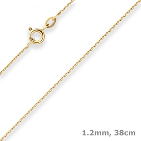 1,2mm Ankerkette diamantiert Collier Halskette aus 333 Gold Gelbgold 38cm