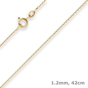 1,2mm Ankerkette diamantiert Collier Halskette aus 375 Gold Gelbgold 42cm