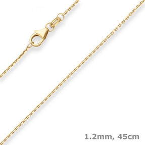 1,2mm Ankerkette diamantiert Collier Halskette aus 750 Gold Gelbgold 45cm