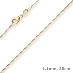 1,1mm Panzerkette Goldkette Collier Halskette aus 375 Gold Gelbgold 34-38cm