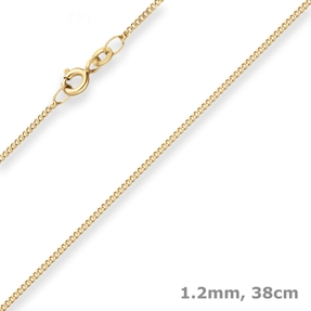1,2mm Panzerkette Collier mit Zwischenöse Halskette aus 333 Gold Gelbgold 38cm