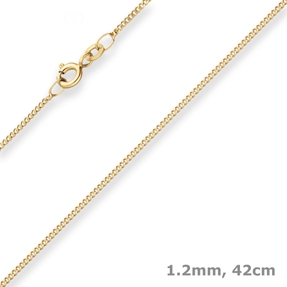 1,2mm Panzerkette Collier mit Zwischenöse Halskette aus 333 Gold Gelbgold 42cm