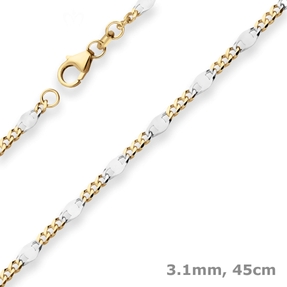 3,1mm Panzerstegkette Collier Halskette aus 333 Gold Gelbgold 45cm