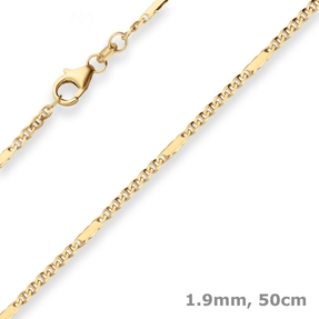 1,9mm Panzerstegkette Collier Halskette aus 333 Gold Gelbgold 50cm