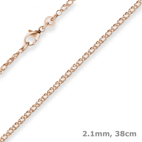 2,1mm Zwillingspanzerkette Collier Halskette aus 585 Gold Rotgold 38cm