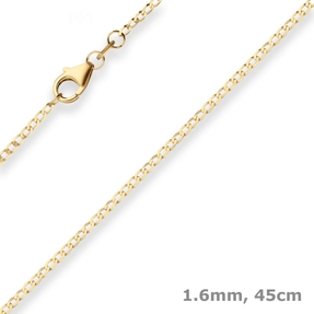 1,6mm Panzerkette weit Collier Halskette aus 585 Gold Gelbgold 45cm