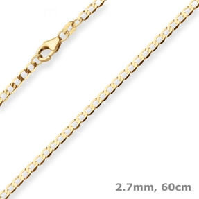 2,7mm Panzerkette weit Collier Halskette aus 375 Gold Gelbgold 60cm