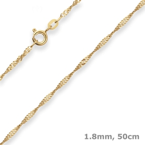 1,8mm Singapurkette Collier Halskette aus 585 Gold Gelbgold 50cm