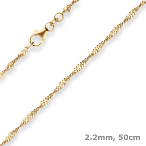 2,2mm Singapurkette Collier Halskette aus 375 Gold Gelbgold 50cm