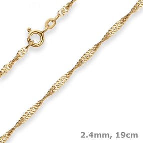 2,4mm Armband Singapurkette Armschmuck aus 585 Gold Gelbgold 19cm