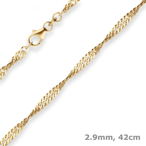 2,9mm Singapurkette Collier Halskette aus 585 Gold Gelbgold 42cm