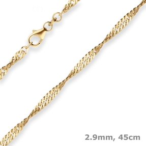 2,9mm Singapurkette Collier Halskette aus 585 Gold Gelbgold 45cm