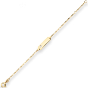 1,5mm Id-Armband Figarokette diamantiert Herz aus 585 Gold Gelbgold 14cm