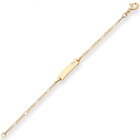 1,9mm Id-Armband Figarokette diamantiert Herz aus 585 Gold Gelbgold 13cm 1,9mm Id-Armband Figarokette diamantiert Herz aus 585 Gold Gelbgold 13cm