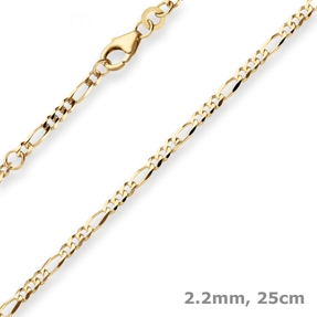 2,2mm Figarokette diamantiert Kette Fusskette aus 333 Gold Gelbgold 25cm 2,2mm Figarokette diamantiert Kette Fusskette aus 333 Gold Gelbgold 25cm