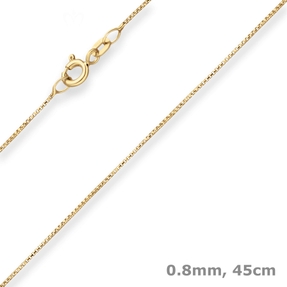 0,8mm Veneziakette rund Collier Halskette aus 375 Gold Gelbgold 45cm