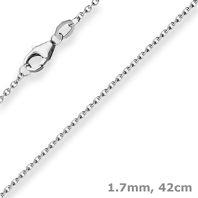 1,7mm Ankerkette flach Collier Halskette aus 375 Gold Weißgold 42cm
