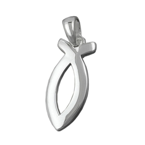 Anhänger Jesus-Zeichen Fisch Fischsymbol ICHTHYS 925 Silber schlicht Damen
