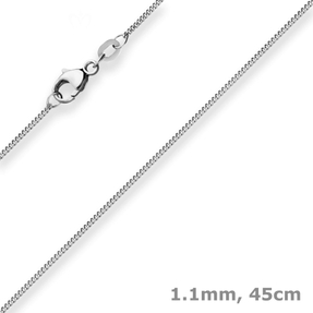 1,1mm Panzerkette Collier Halskette aus 750 Gold Weißgold 45cm