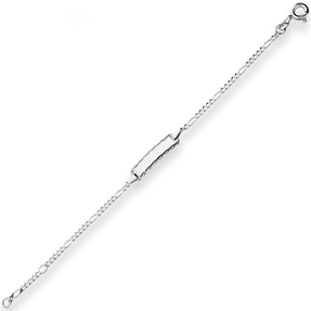 1,9mm Id-Armband Figarokette diamantiert Schildband 925 Silber rhodiniert 16cm