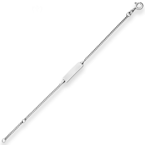 1,7mm Id-Armband Panzerkette Schildband aus 925 Silber rhodiniert 16cm