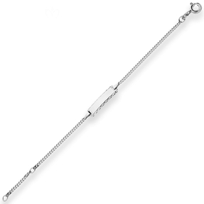 1,7mm Id-Armband Panzerkette Schildband aus 925 Silber rhodiniert 14cm