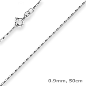0,9mm Veneziakette Kette Collier aus 925 Silber rhodiniert 50cm mit Zwischenöse