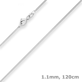 1.1mm Curb Chain Silver Chain Necklace from 925 Silver 120cm