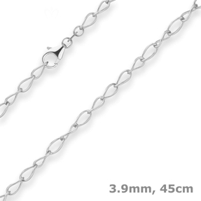 3,9mm Ankerkette weit Silberkette Collier Halskette aus 925 Silber 45cm