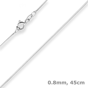 0,8mm Schlangenkette diamantiert Kette Collier Halskette aus 925 Silber 45cm