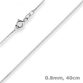 0,8mm Schlangenkette diamantiert Kette Collier aus 925 Silber rhodiniert 40cm