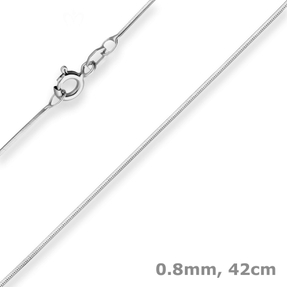 0,8mm Schlangenkette diamantiert Kette Collier aus 925 Silber rhodiniert 42cm