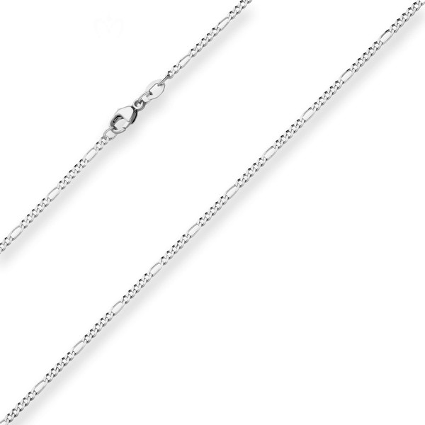 1.9mm Figarokette diamantiert aus 925 Silber rhodiniert 40cm