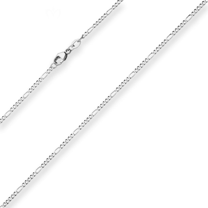 1.9mm Figarokette diamantiert aus 925 Silber rhodiniert 45cm