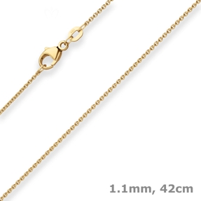 1,1mm Rund-Ankerkette Kette Collier aus 333 Gold Gelbgold 42cm mit Zwischenöse