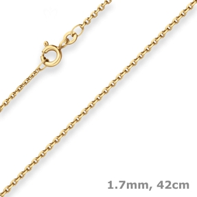 1,7mm Ankerkette diamantiert Kette Collier Halskette aus 333 Gold Gelbgold 42cm
