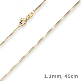 1,1mm Panzerkette Goldkette Collier Halskette aus 333 Gold Gelbgold 45cm