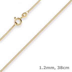 1,2mm Panzerkette Goldkette Collier Halskette aus 333 Gold Gelbgold 38cm