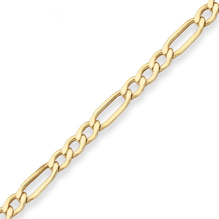 5.1mm Figarokette hohl aus 333 Gelbgold 55cm