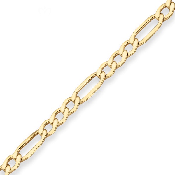 5.1mm Figarokette hohl aus 333 Gelbgold 55cm