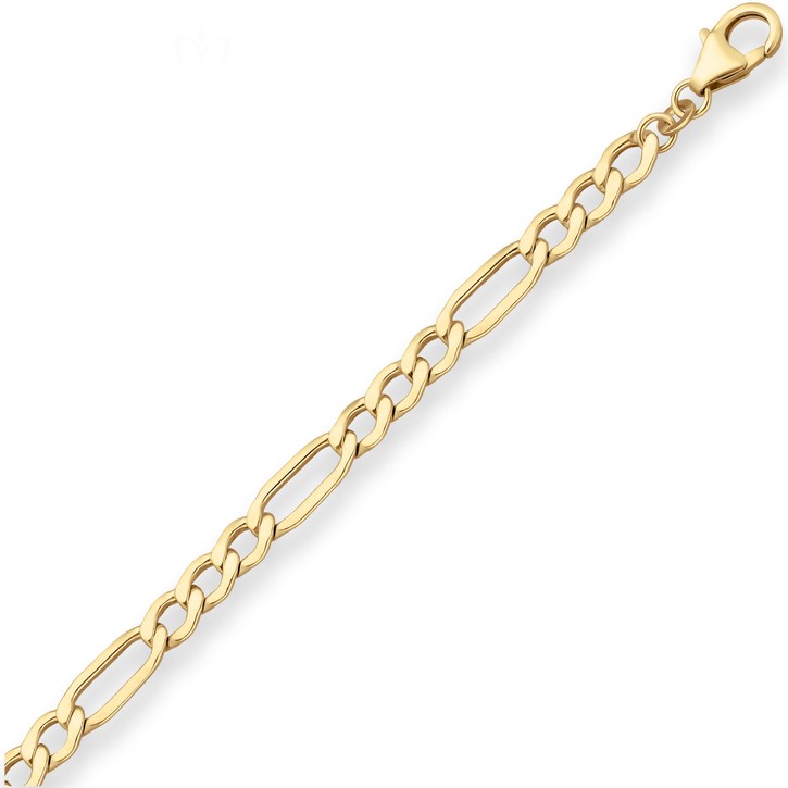 5.1mm Figarokette hohl aus 333 Gelbgold 60cm