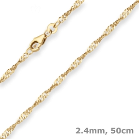 2,4mm Singapurkette Goldkette Collier Halskette aus 333 Gold Gelbgold 50cm