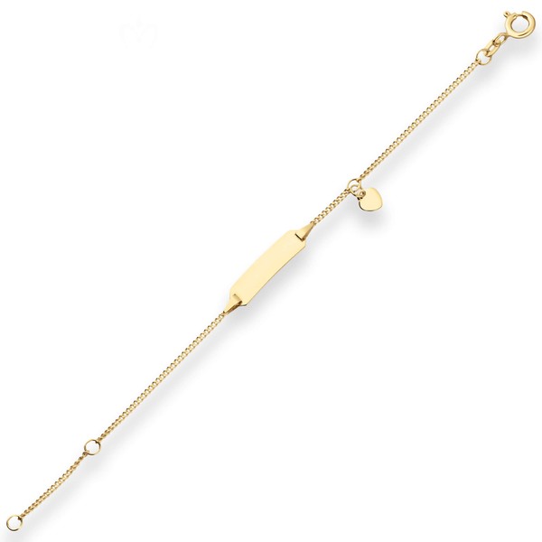 1.4mm Id-Armband Panzerkette mit Herz aus 333 Gelbgold 14cm