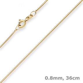 0,8mm Veneziakette Goldkette Collier Halskette aus 333 Gold Gelbgold 36cm
