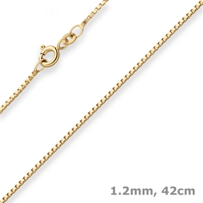 1,2mm Veneziakette Collier Halskette aus 333 Gold Gelbgold 42cm mit Zwischenöse
