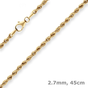 2,8mm Kordelkette Goldkette Collier Halskette aus 333 Gold Gelbgold 45cm 2,8mm Kordelkette Goldkette Collier Halskette aus 333 Gold Gelbgold 45cm