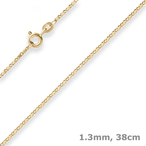 1,3mm S-Panzerkette Goldkette Collier Halskette aus 333 Gold Gelbgold 38cm