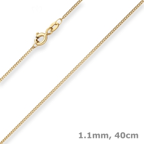 1,1mm Panzerkette Goldkette Collier Halskette aus 375 Gold Gelbgold 40cm