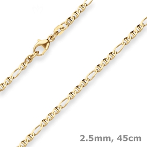 2,5mm Panzerstegkette Goldkette Collier Halskette aus 375 Gold Gelbgold 45cm