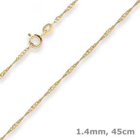 1,4mm Singapurkette Goldkette Collier Halskette aus 375 Gold Gelbgold 45cm 1,4mm Singapurkette Goldkette Collier Halskette aus 375 Gold Gelbgold 45cm